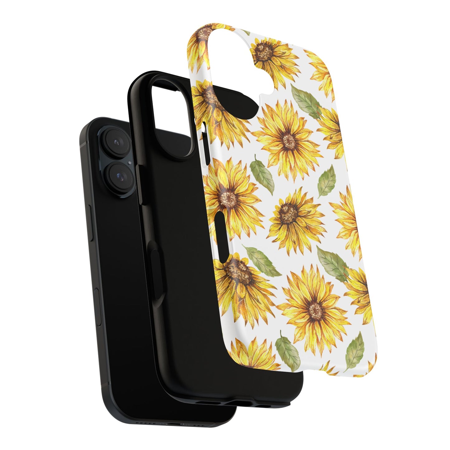 Sunflower Floral Tough Phone Case - Watercolor Botanical Print, Bright Nature Aesthetic, Compatible with iPhone, Galaxy, and Google Phones