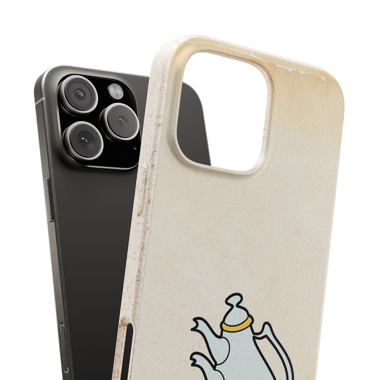 Alice in Wonderland Biodegradable Phone Case, Tea Kettle and Cups Phone Cover, Compatible with iPhone 17, 16, 15, 14, 13