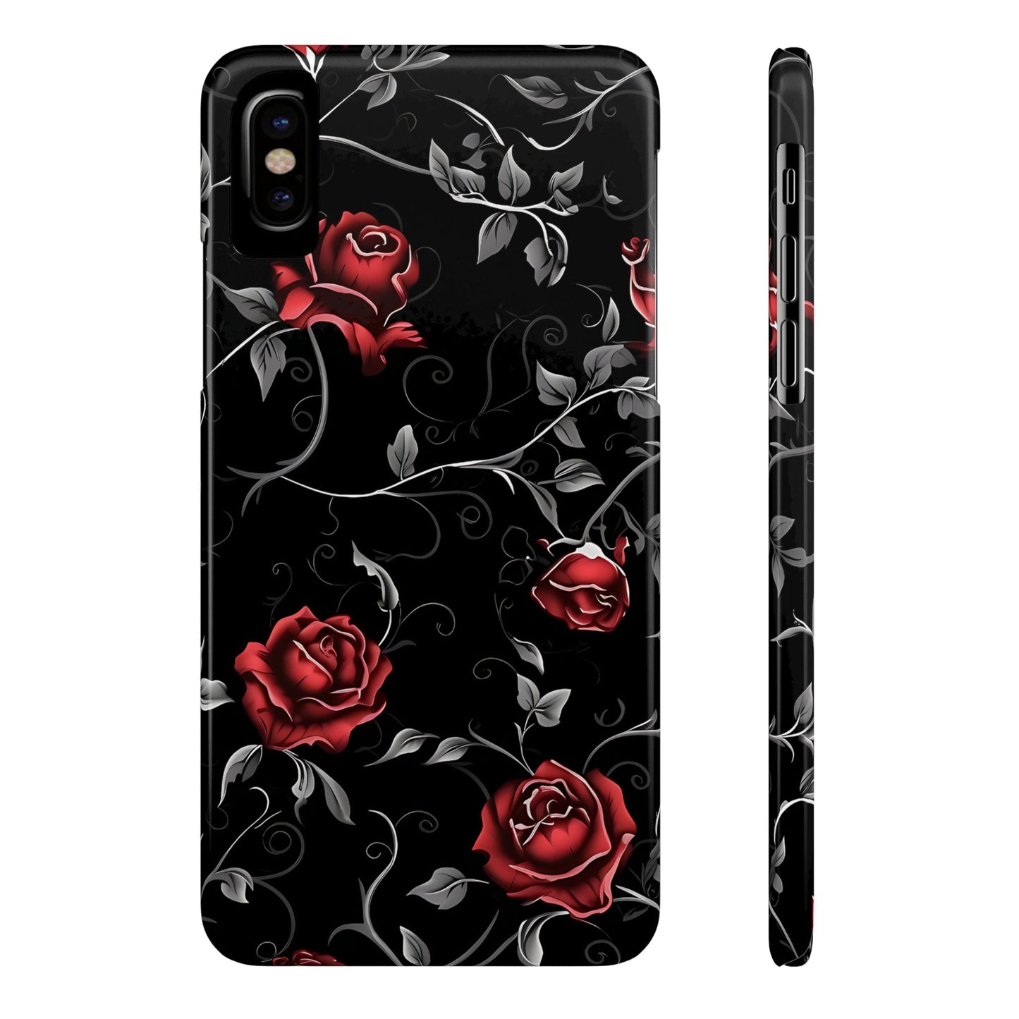 Elegant Floral Slim Phone Cases, Gothic Style Case, Rose Design Cover, Unique Gift for Her, Phone Accessories, Modern Chic