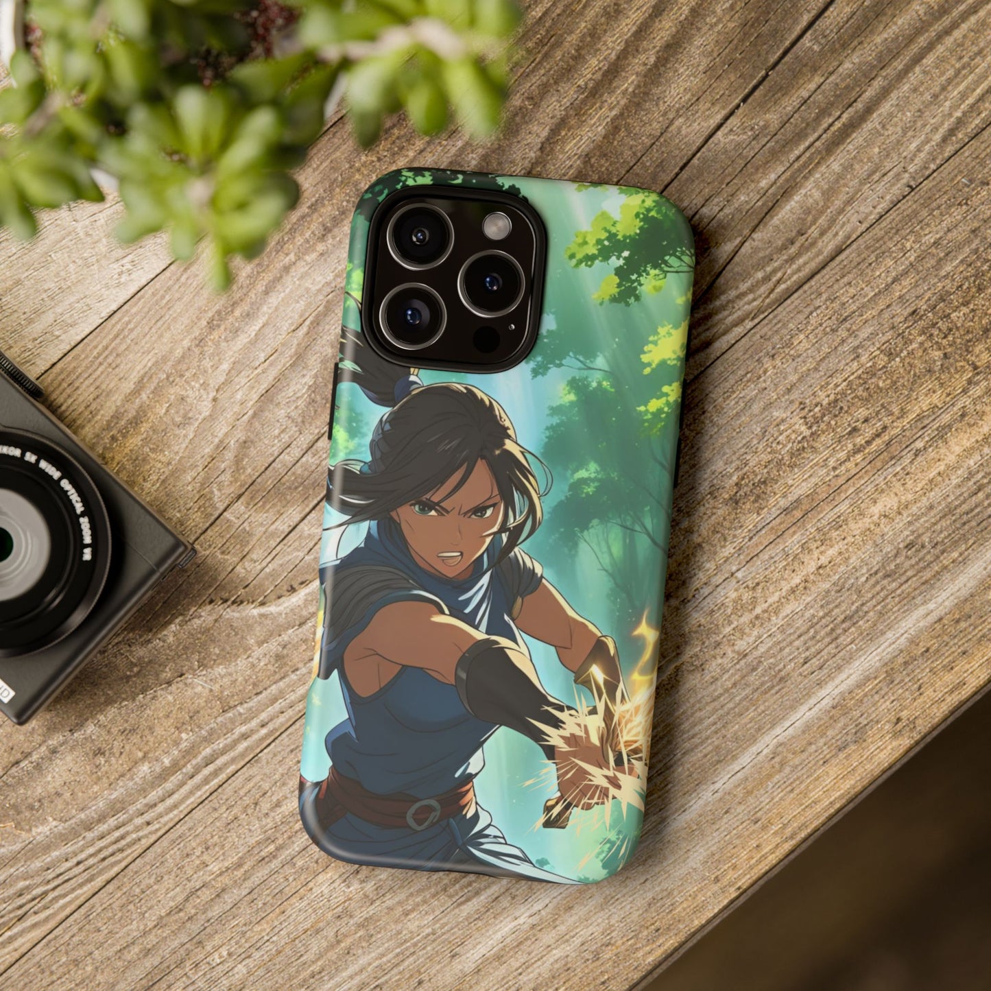 Anime Warrior Girl Tough Phone Case - Japanese Action Aesthetic, Fierce Heroine Design, Compatible with iPhone, Galaxy, and Google Phones