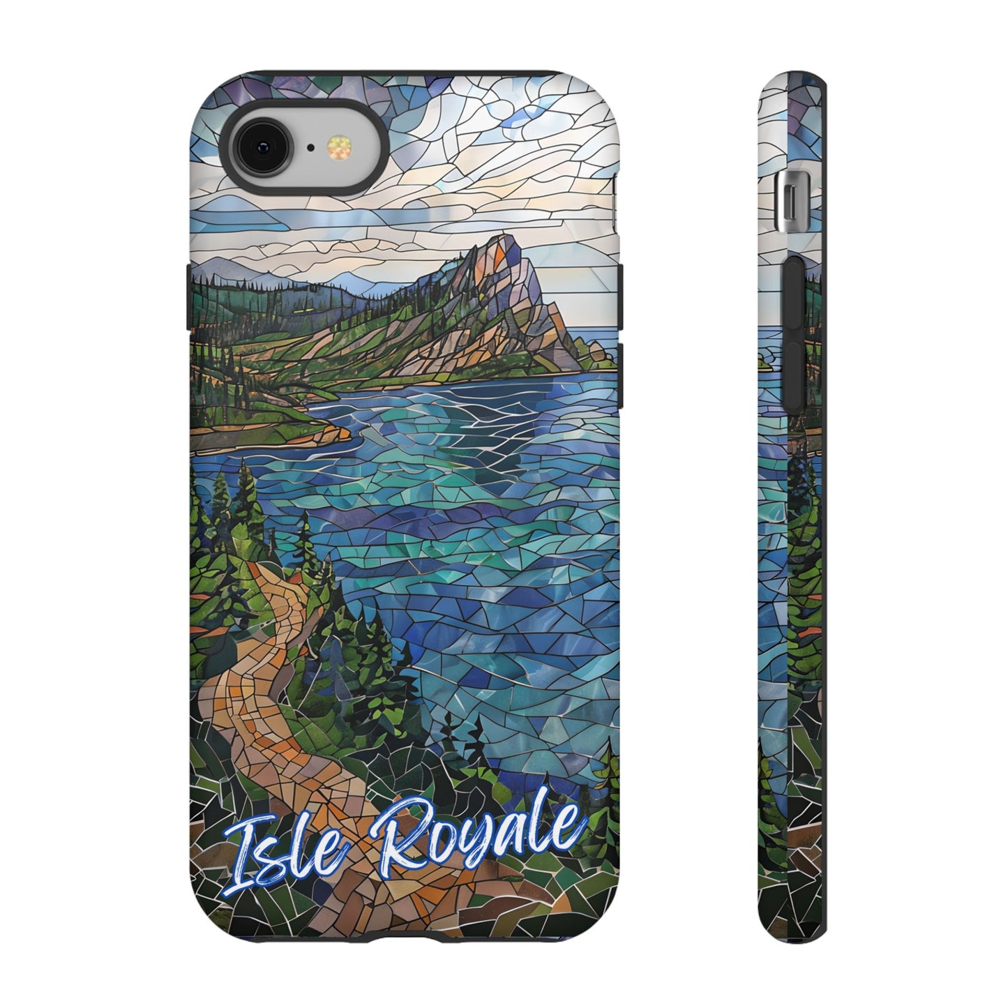 Isle Royale Mosaic Tough Phone Case, Remote Island Wilderness Art, Great Lakes Nature Aesthetic, Compatible with iPhone, Galaxy, and Pixels