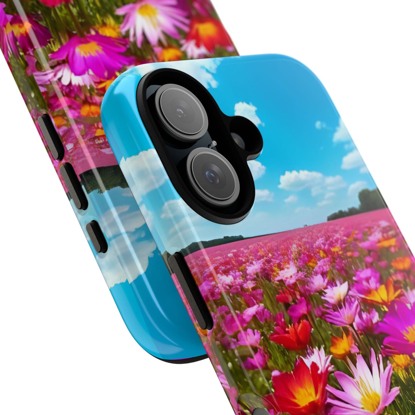 Flower Field Tough Phone Case - Wildflower Meadow Print, Colorful Nature Aesthetic, Compatible with iPhone, Galaxy, and Google Phones