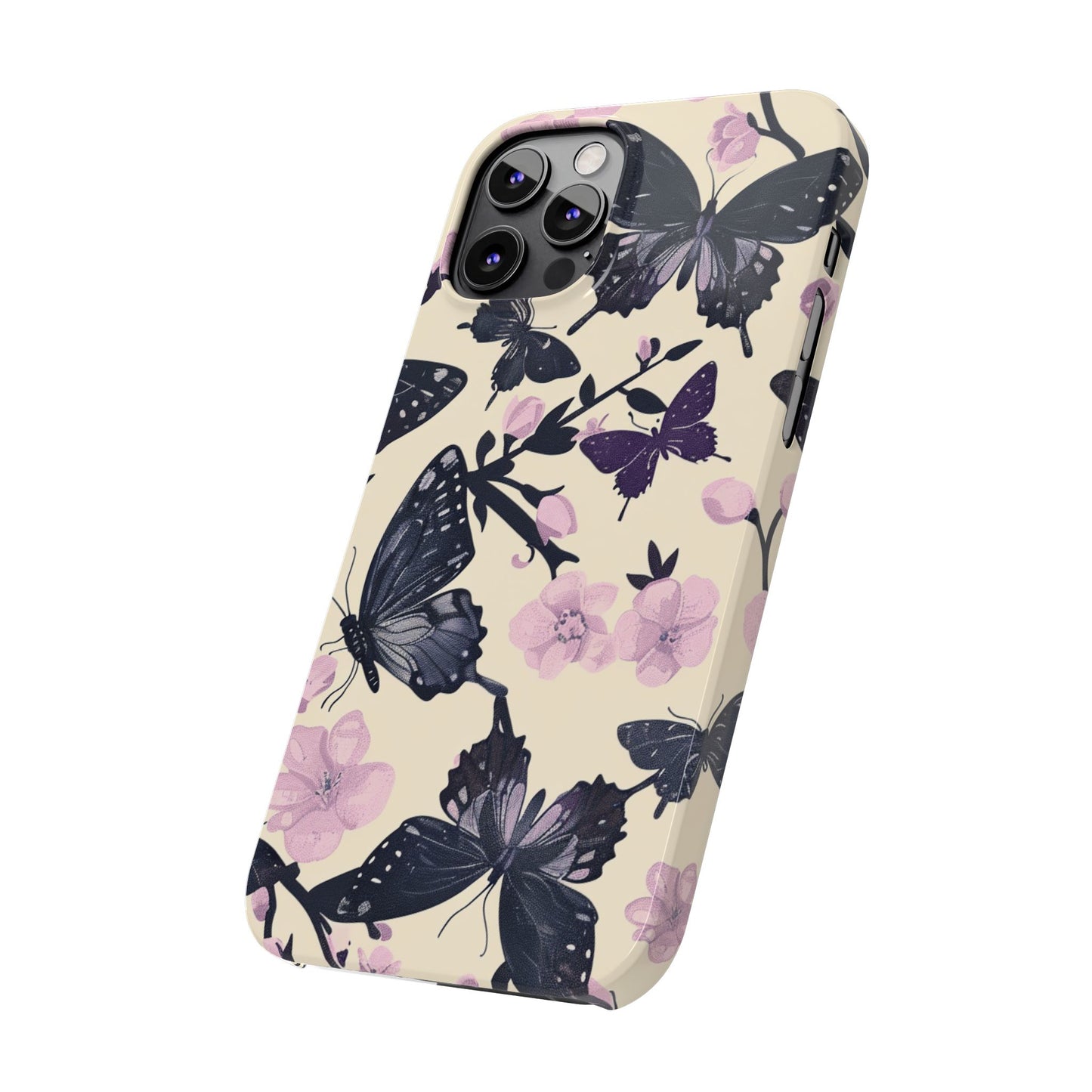 Butterfly Floral Slim Phone Cases, Elegant Butterfly Design, Nature Lover Gift, Phone Accessory, Stylish Cases for Women