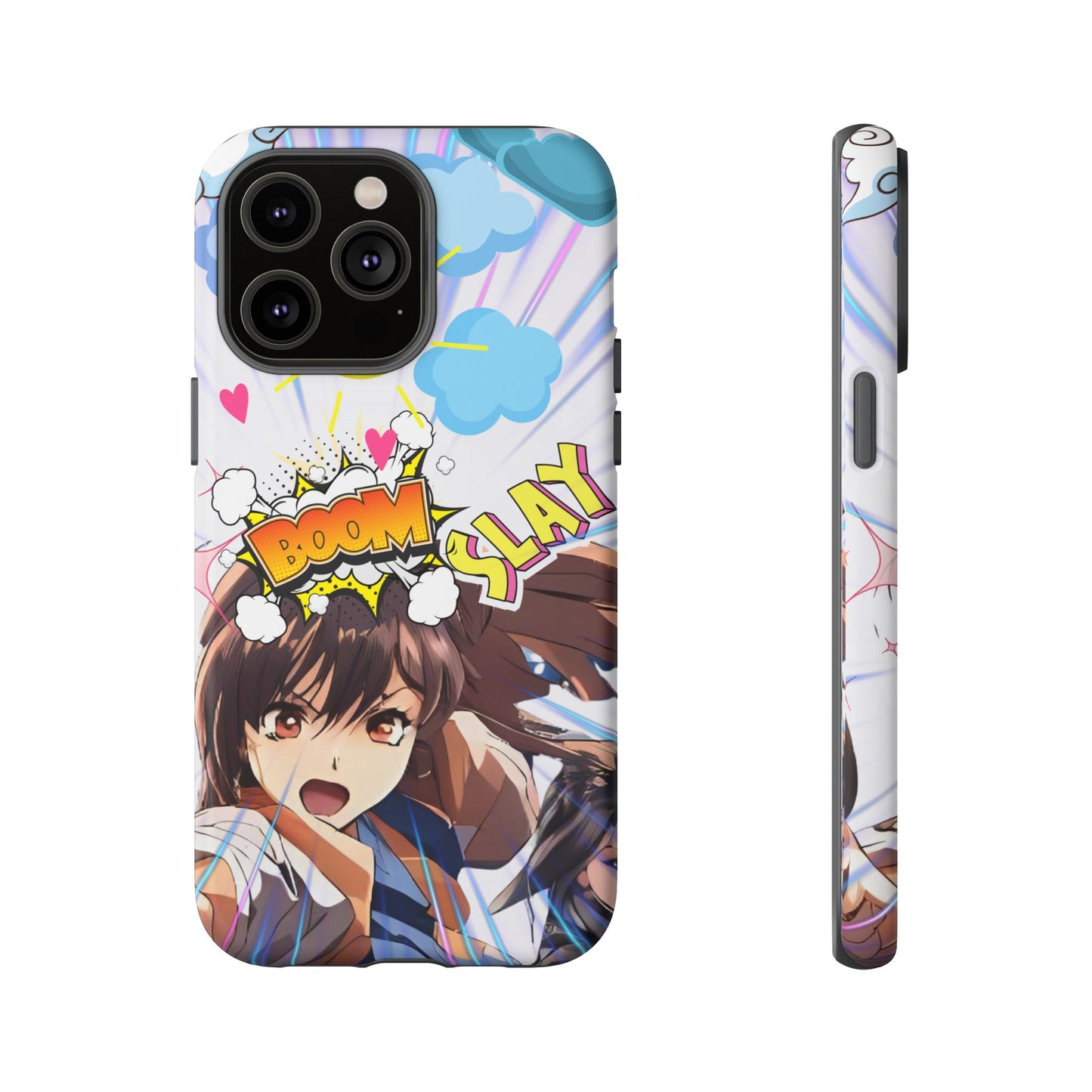 Anime Warrior Girl Tough Phone Case, Japanese Action Anime Aesthetic, Bold Heroine Design, Compatible with iPhone, Galaxy, and Google Phones