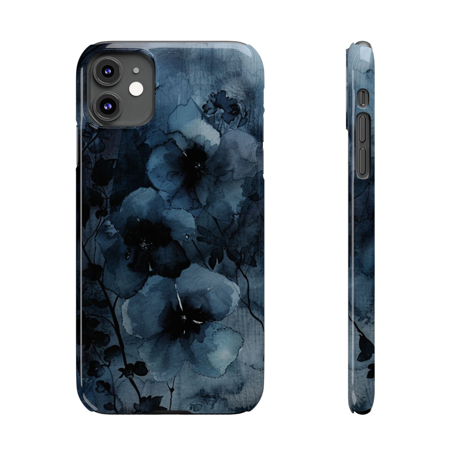 Elegant Floral Slim Phone Cases | Trendy Phone Cover, Blue Flower Design, Gift for Her, Stylish Mobile Case, Floral Accessories