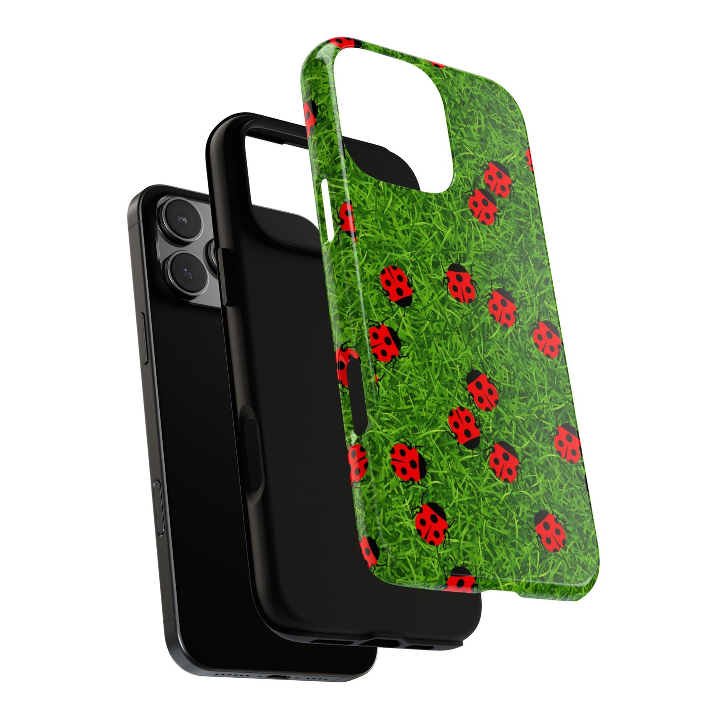 Ladybug Tough Phone Case - Cute Insect Aesthetic, Nature Pattern Art Design, Compatible with iPhone, Galaxy, and Google Phones