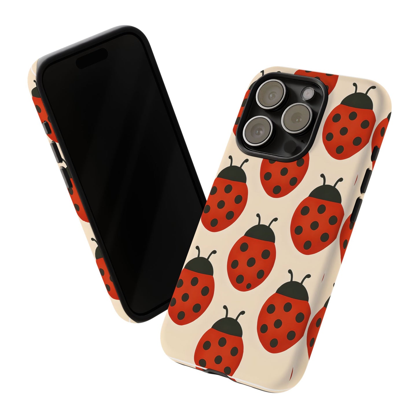 Cute Ladybug Tough Phone Case - Red and Black Insect Pattern, Nature-Inspired Design, Compatible with iPhone, Galaxy, and Google Phones
