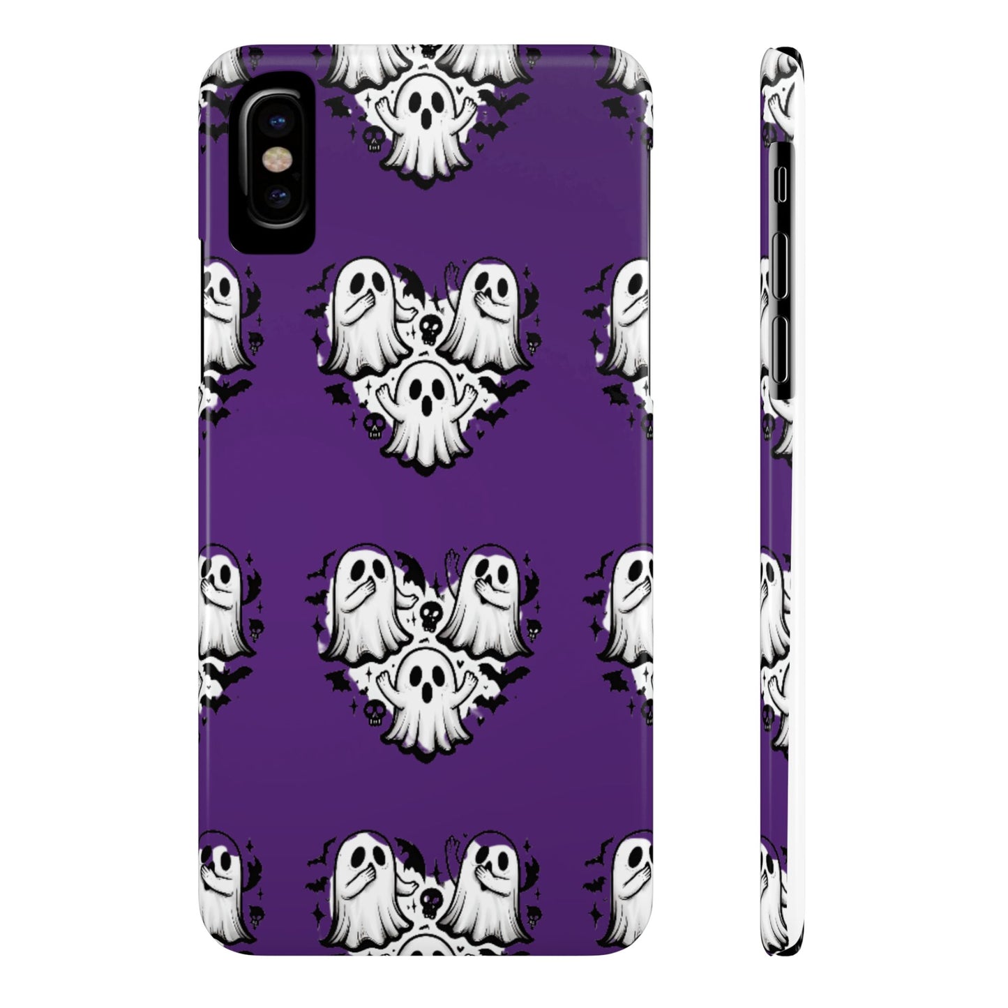 Cute Ghost Heart Slim Phone Case, Creepy Cute Spooky Heart Print, Goth Coquette Aesthetic Spooky Accessories, Halloween Gift Case