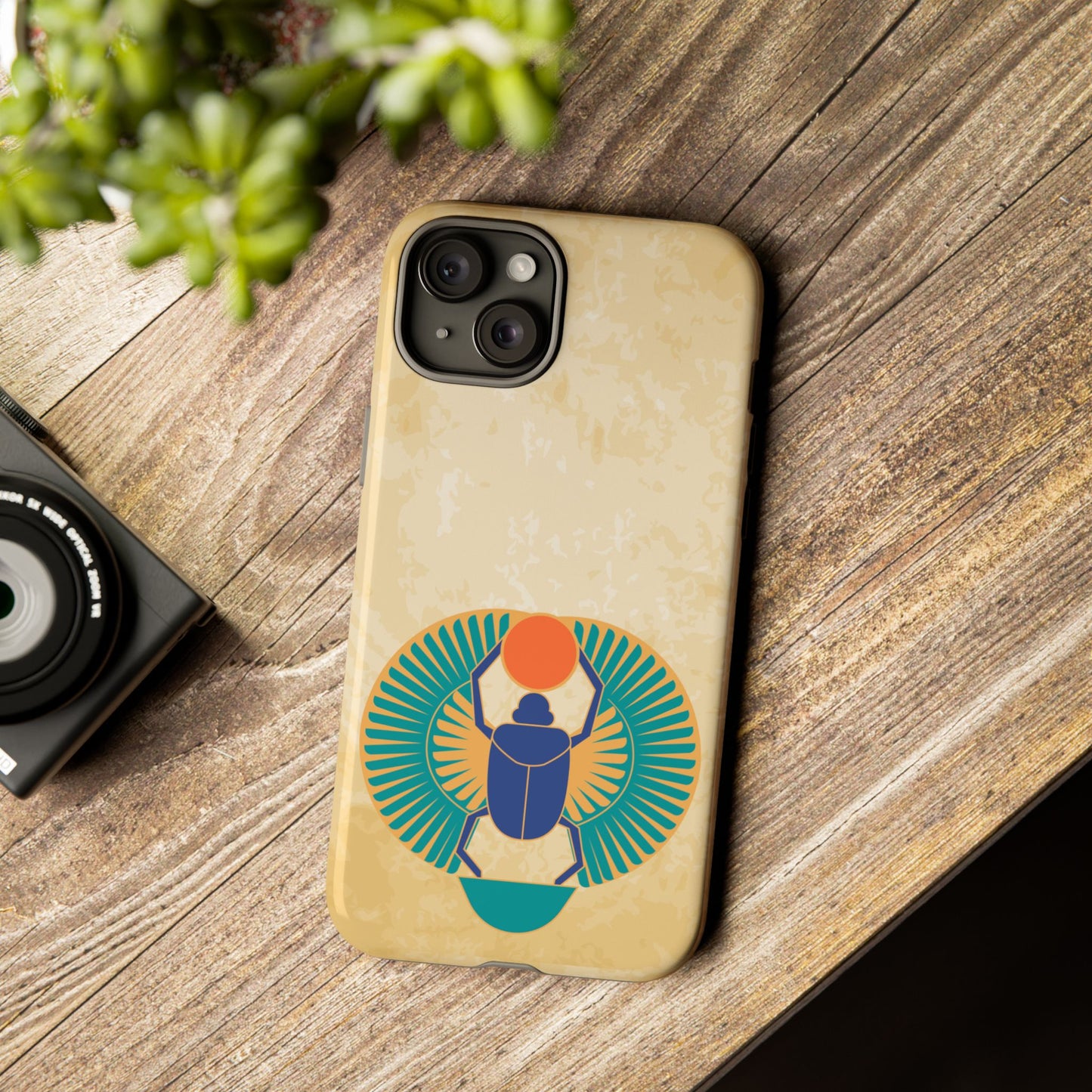 Ancient Egyptian Scarab Beetle Tough Phone Case - Symbol of Rebirth Design, Mythological Art, Compatible with iPhone, Galaxy, and Google