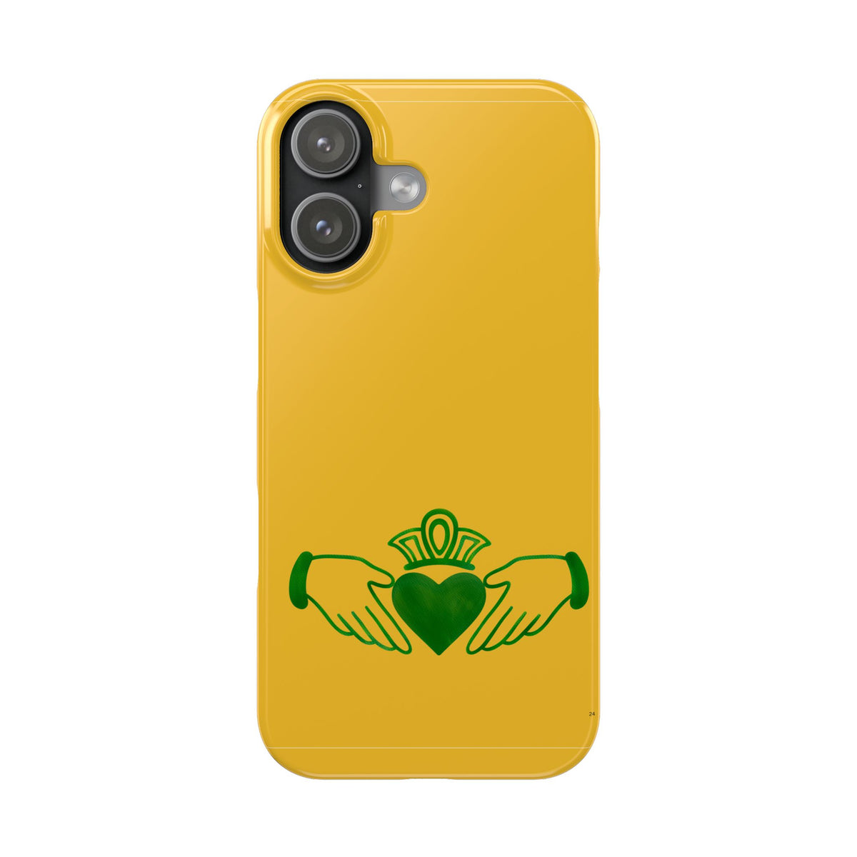 Irish Claddagh Slim Phone Case, Gold and Green Design Phone Cover, Ireland Art Compatible with iPhone 17, 16, 15, 14, 13, 12, 11