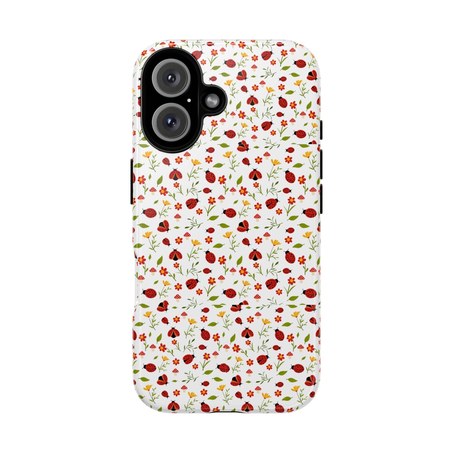 Ladybug Tough Phone Case - Cute Insect Aesthetic, Nature-Inspired Pattern Art, Compatible with iPhone, Galaxy, and Google Phones