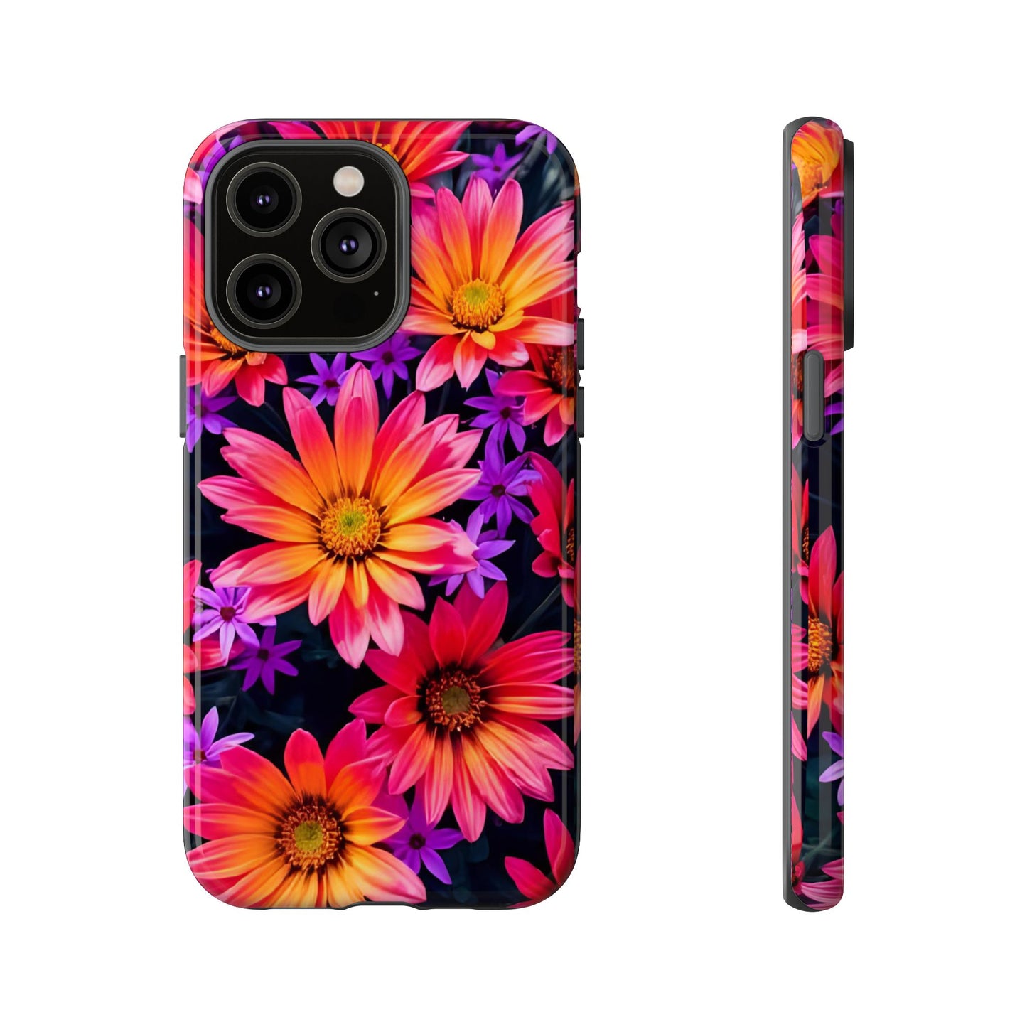 Bold Garden Flower Tough Phone Case - Colorful Floral Print, Bright Botanical Aesthetic, Compatible with iPhone, Galaxy, and Google Phones