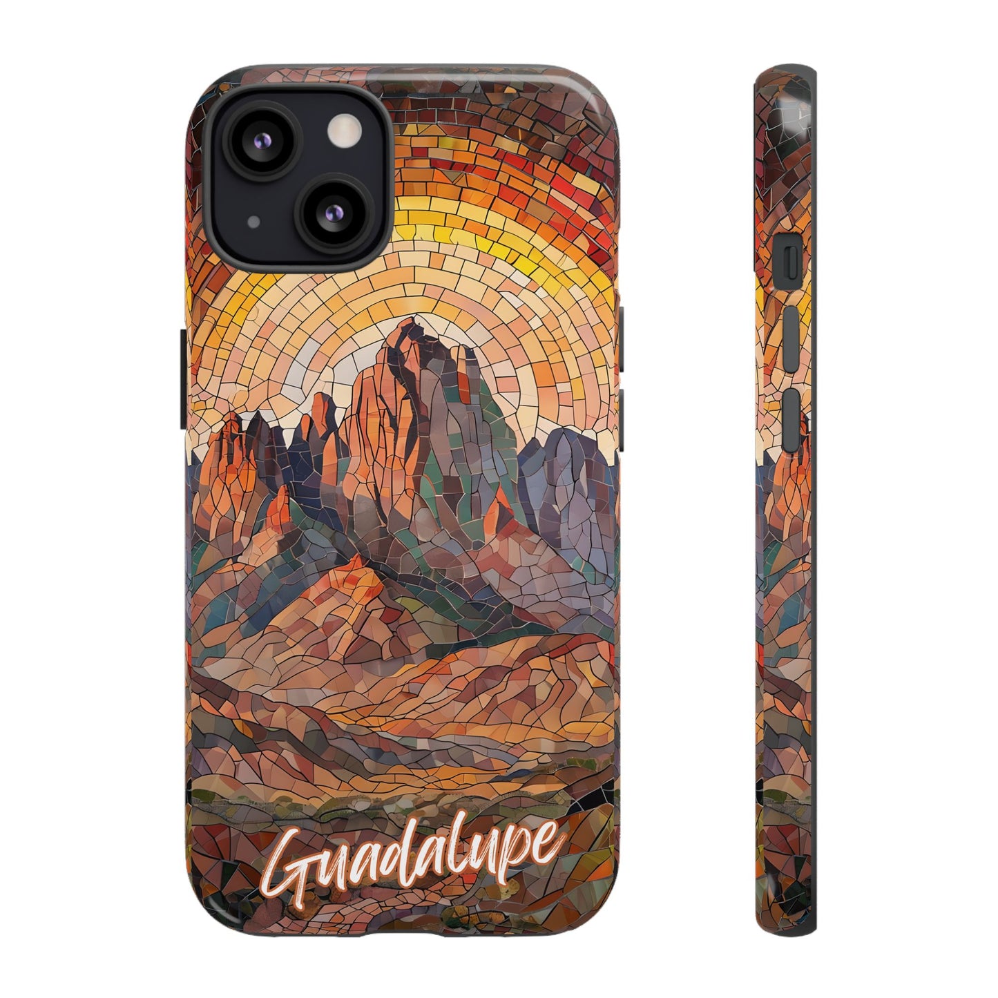 Guadalupe Mountains Mosaic Tough Phone Case, Scenic Mountain Art, National Park Aesthetic, Compatible with iPhone, Galaxy, and Google Phones