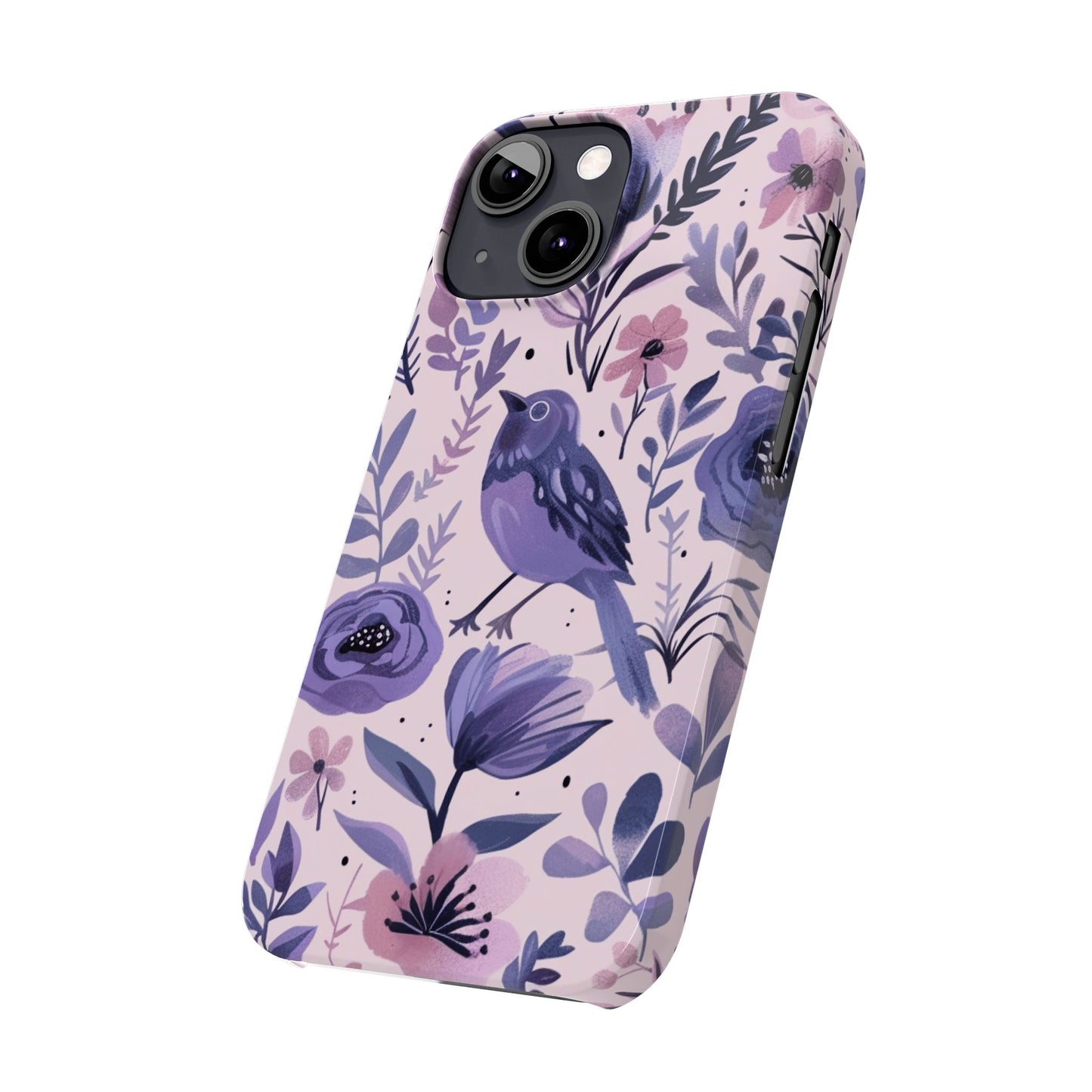 Floral Bird Slim Phone Case, Elegant Phone Cover, Cute Gift for Bird Lovers, Spring Vibes, Nature-Inspired