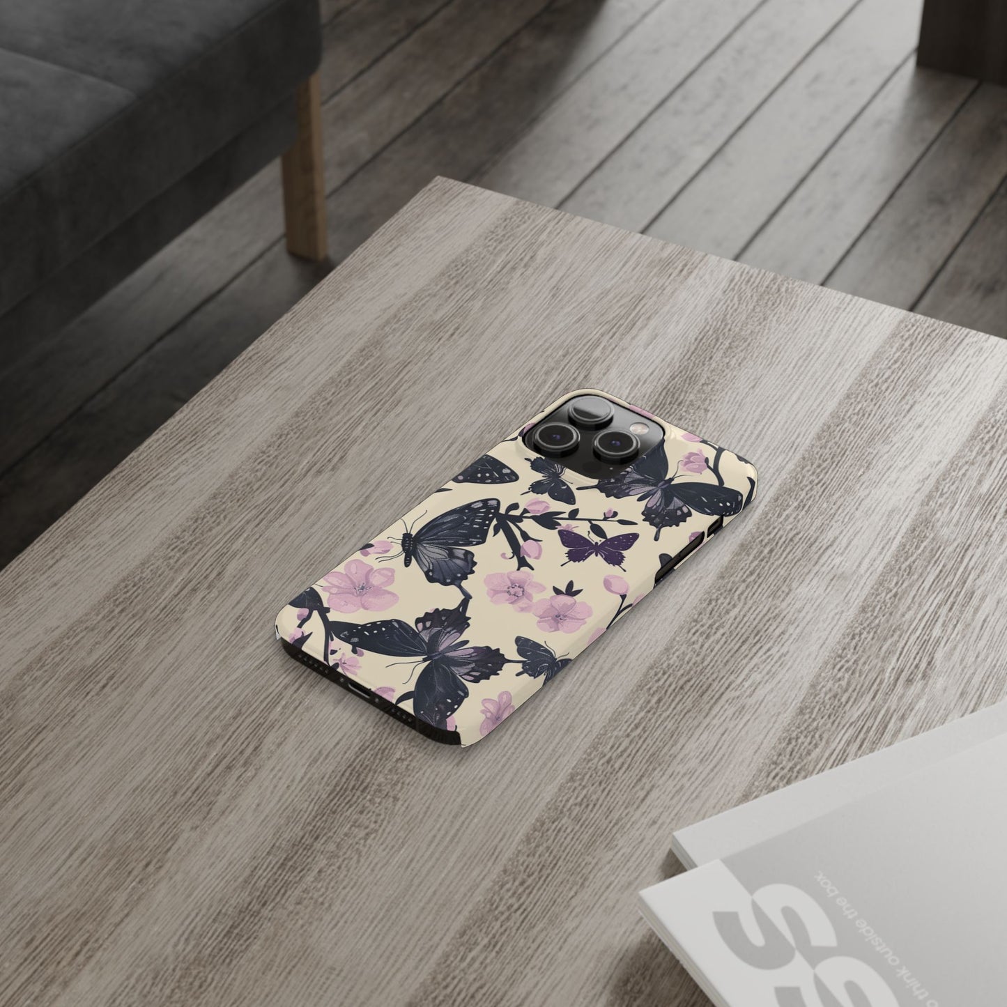 Butterfly Floral Slim Phone Cases, Elegant Butterfly Design, Nature Lover Gift, Phone Accessory, Stylish Cases for Women