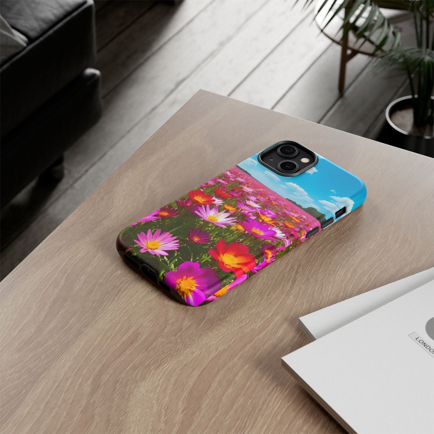 Flower Field Tough Phone Case - Wildflower Meadow Print, Colorful Nature Aesthetic, Compatible with iPhone, Galaxy, and Google Phones