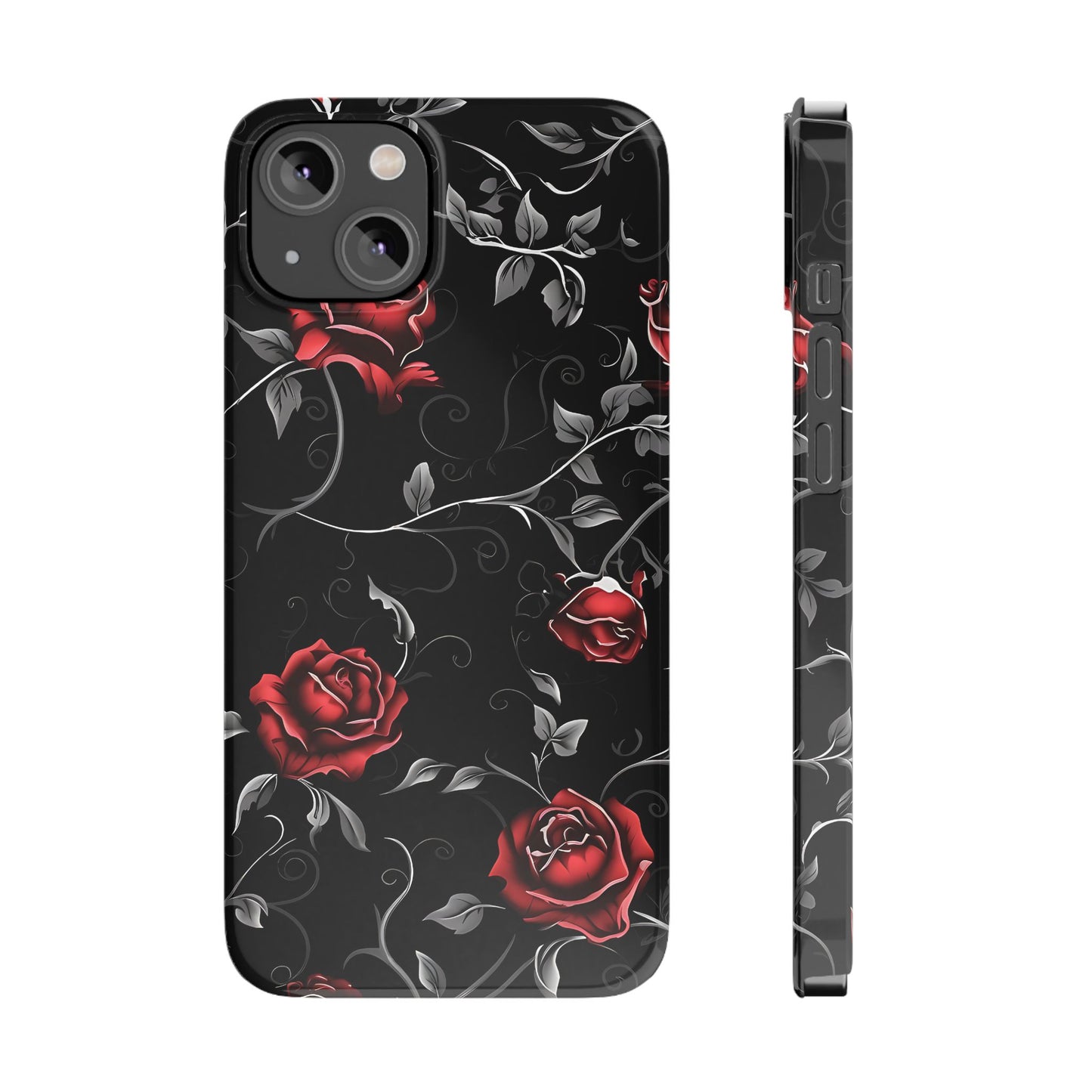 Elegant Floral Slim Phone Cases, Gothic Style Case, Rose Design Cover, Unique Gift for Her, Phone Accessories, Modern Chic