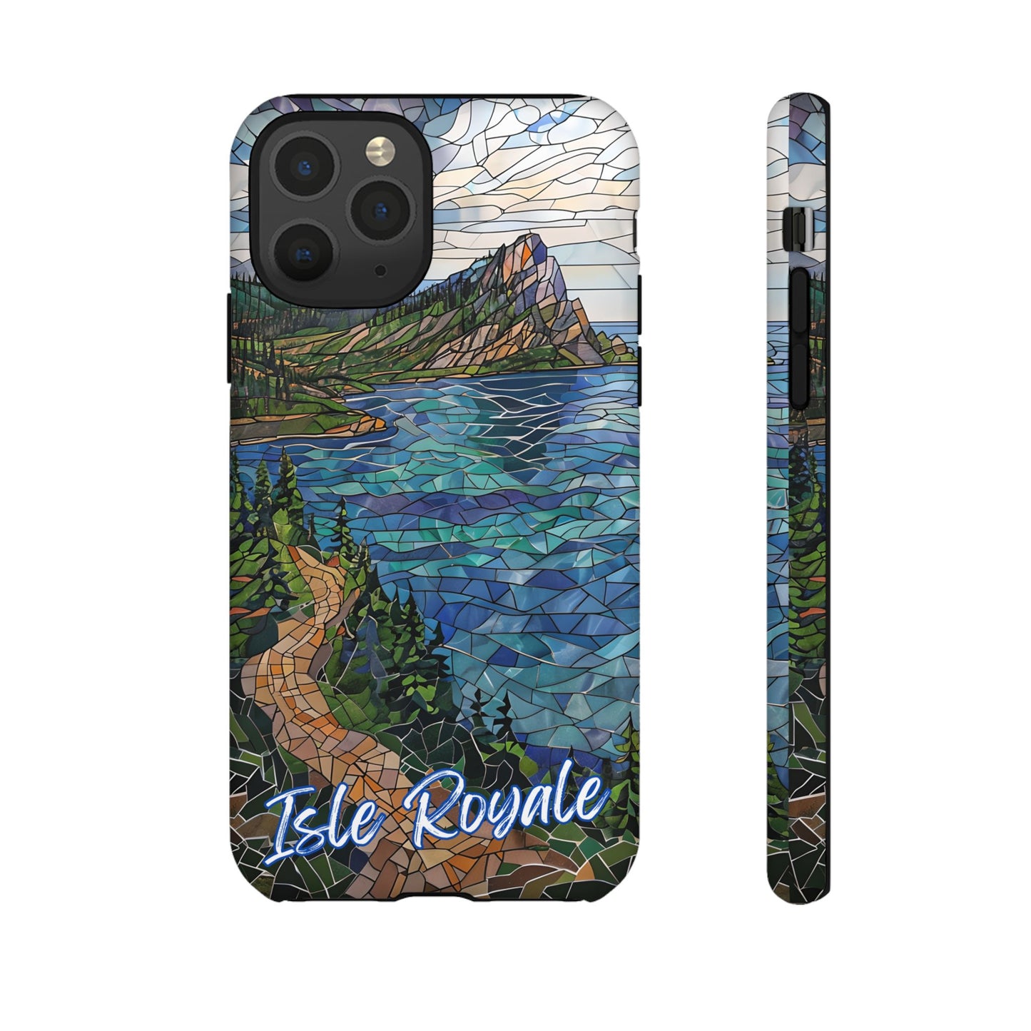 Isle Royale Mosaic Tough Phone Case, Remote Island Wilderness Art, Great Lakes Nature Aesthetic, Compatible with iPhone, Galaxy, and Pixels