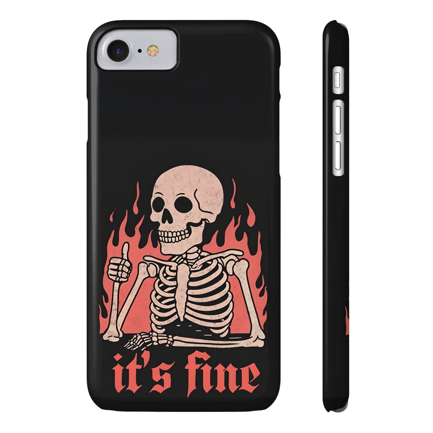 Skeleton It's Fine Phone Case, Slim Phone Cover, Halloween Gift, Gothic Style, Quirky Phone Accessories, Unique Slim Cases