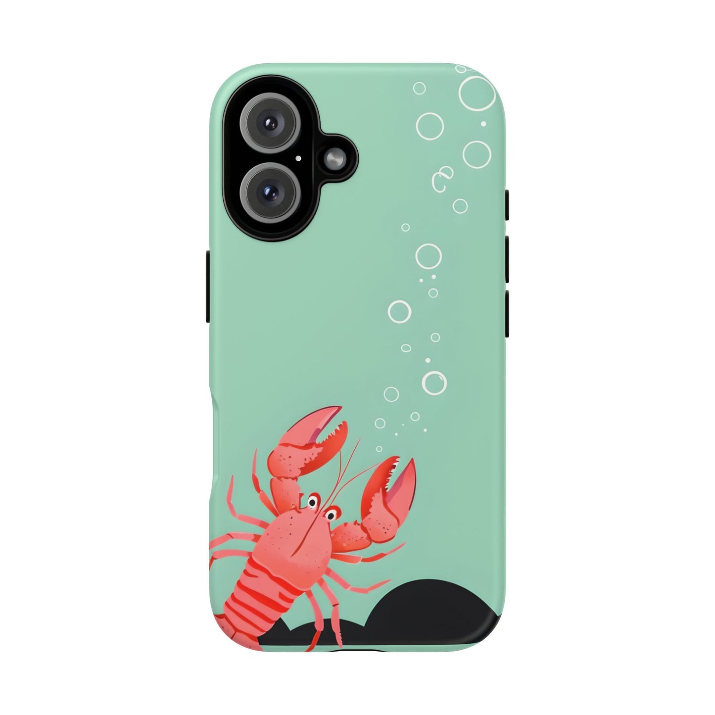 Whimsical Lobster Phone Case - Funny Sea Creature Tough Case Gift - Sea Foam Green Ocean Design - Compatible with iPhone Galaxy Google
