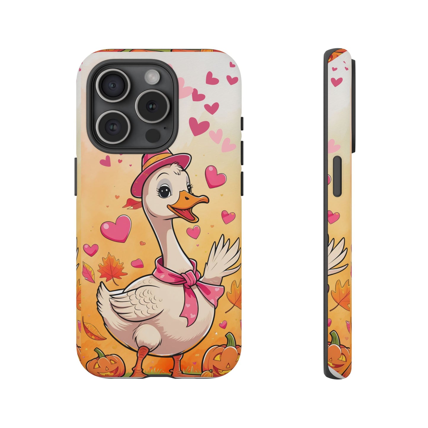 Summerween Silly Goose Phone Case, Coquette Halloween Phone Cover, Cozy Cute Halloween Aesthetic Case, Pink Hearts Fall Glam Girl Accessory
