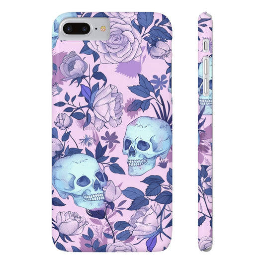 Floral Skull Slim Phone Case - Aesthetic, Trendy, Gift for Goth Lovers, Unique Phone Accessories, Floral Print, Halloween Decor