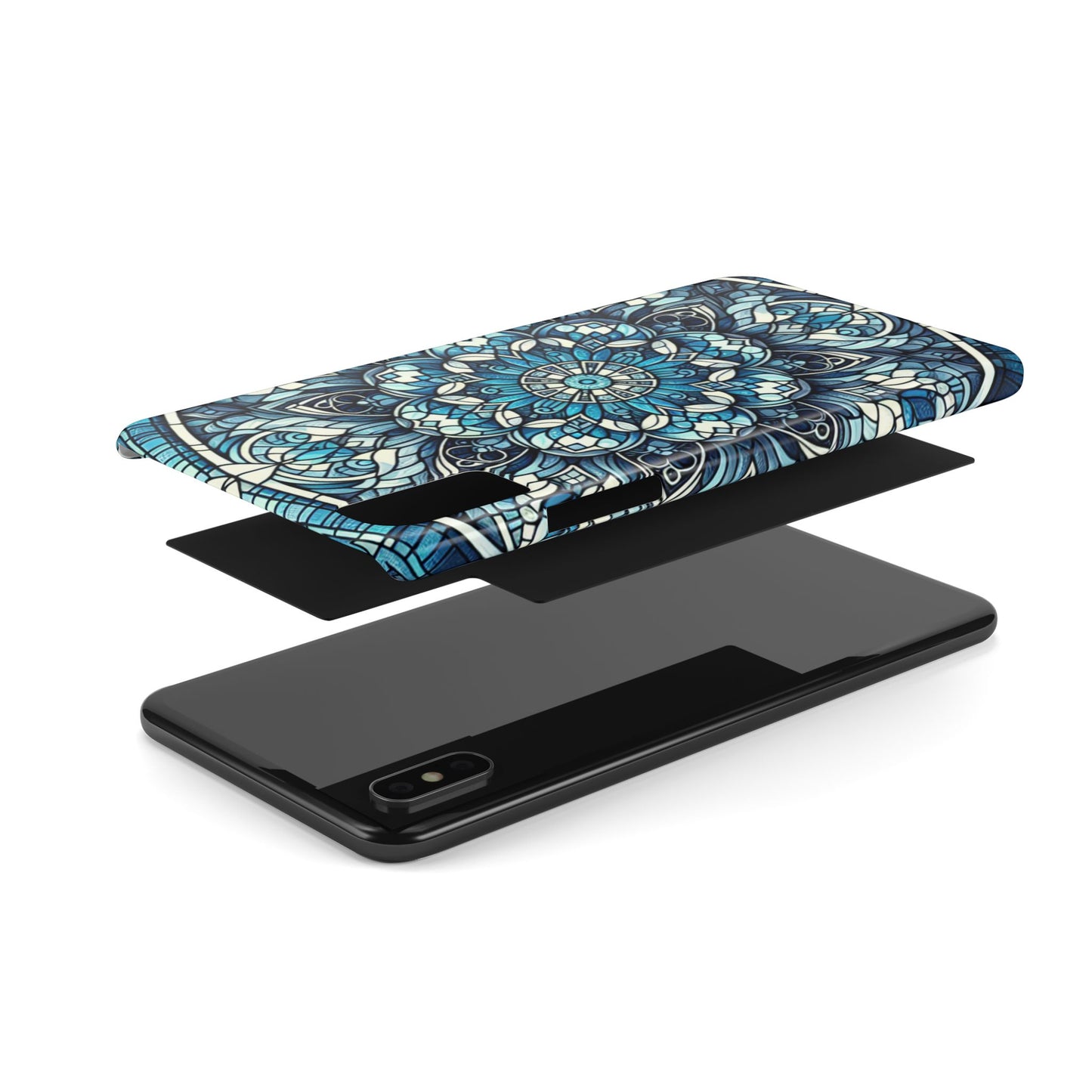 Decorative Slim Phone Case - Blue Mandala Design, Gift for Her, Phone Accessories, Boho Style, Unique Cell Phone Cover, Trendy Tech