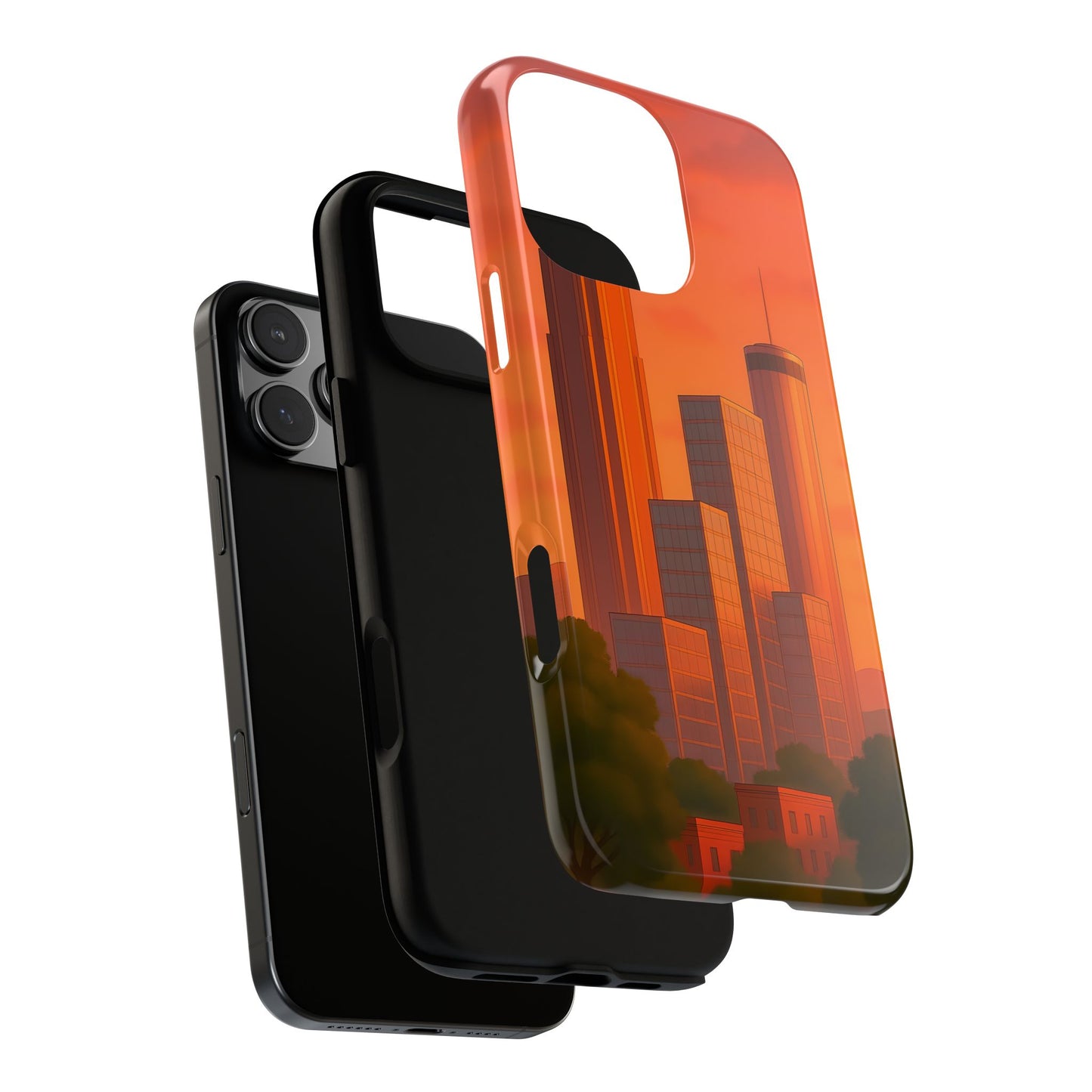 Cityscape Tough Phone Case, Atlanta Skyline Phone Cover, Pastel Design Compatible with iPhone, Galaxy & Google
