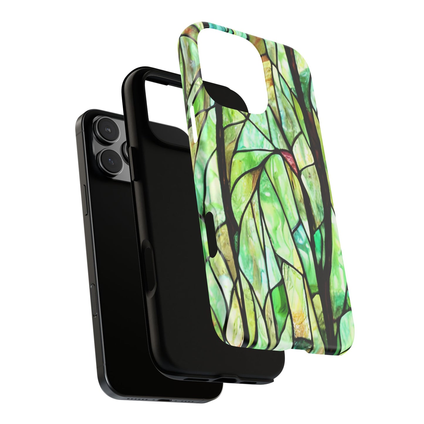 Stained Glass Forest Phone Case - Tough Nature Inspired Case compatible with iPhone 16 Pro Max Plus 15 14 13 12 11 X Samsung, Google Pixel