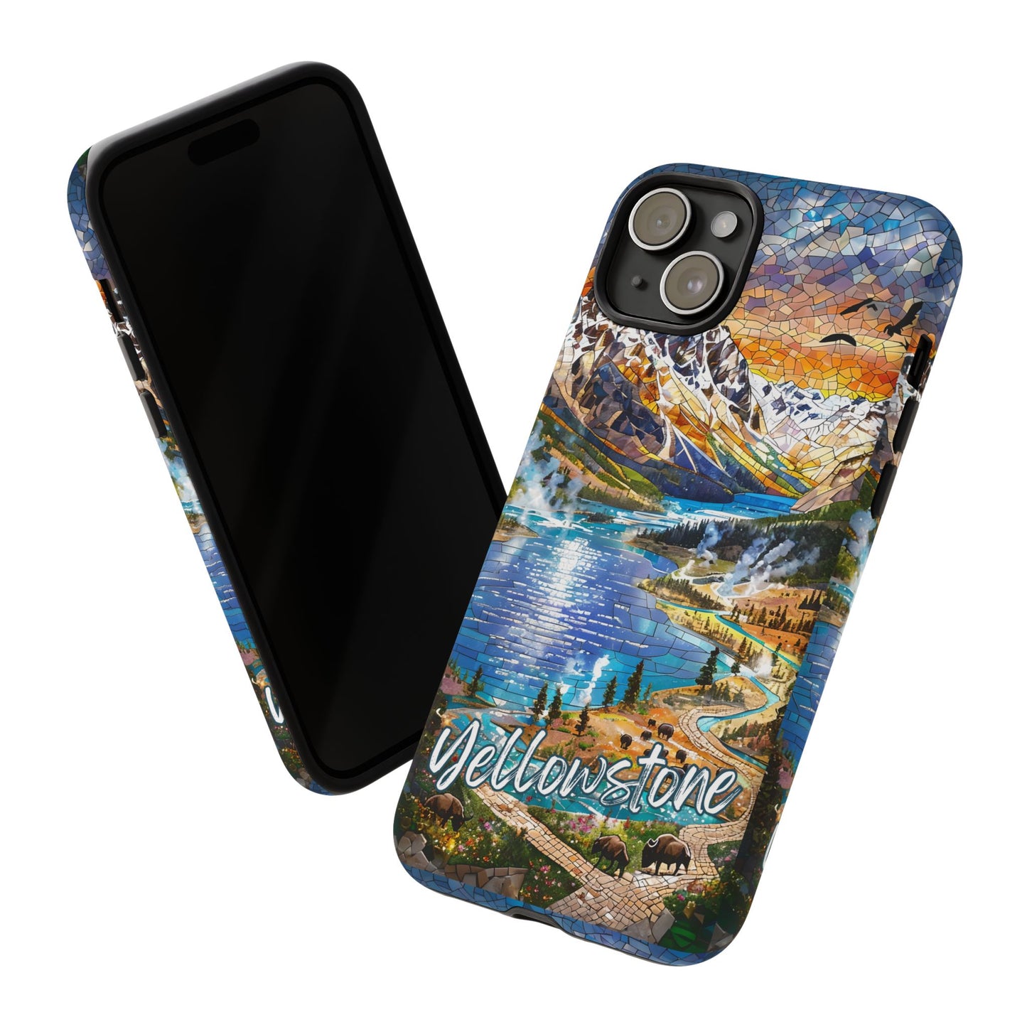Yellowstone  National Park Phone Case, Mosaic Phone Case, Yellowstone National Park Gift, Scenic Mountains Phone Cover, Landscape Aesthetic