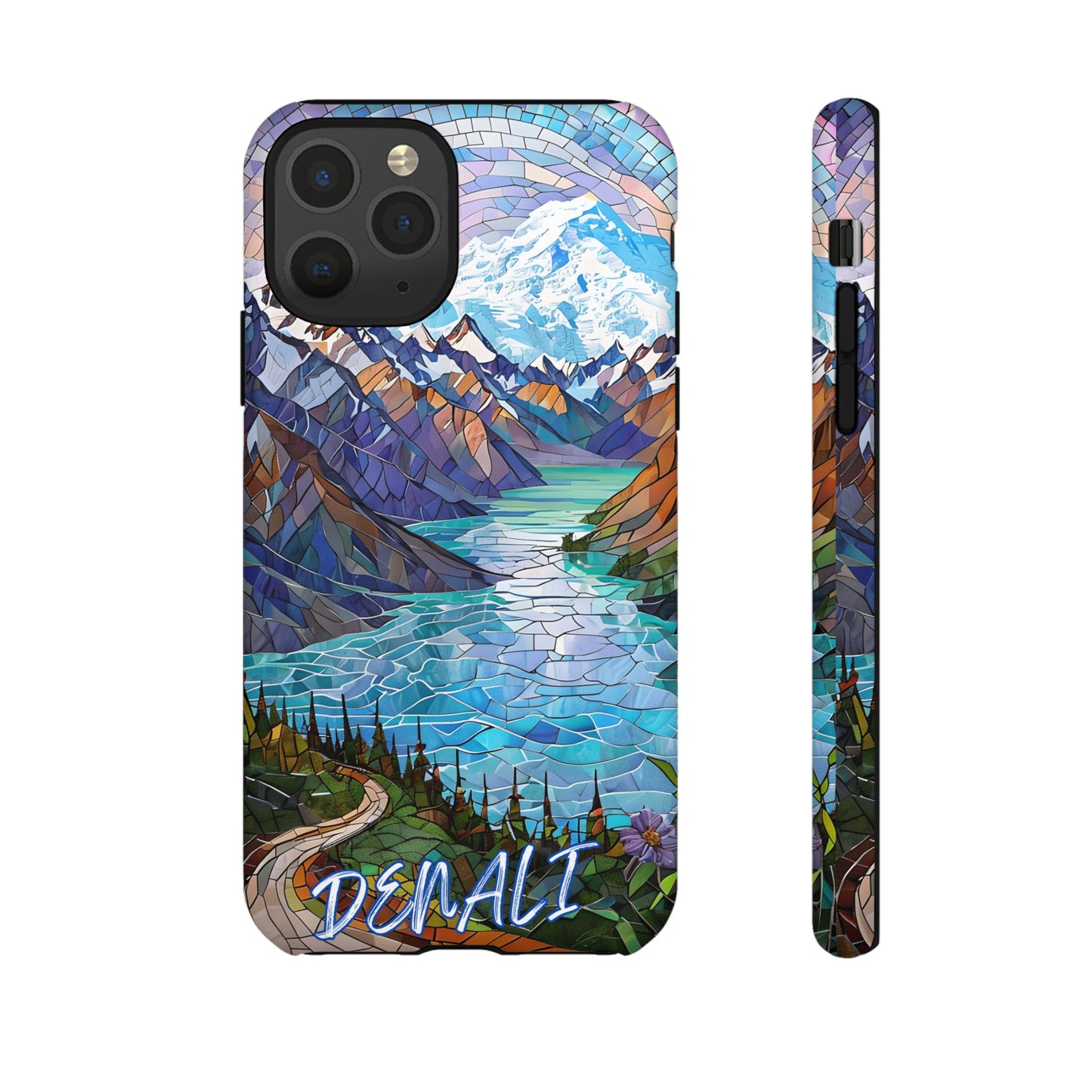 Denali National Park Alaska Phone Case, Mosaic Phone Case, Mountain Nature Art, National Park Gift,Stained Glass Scenic Forest Phone Cover,