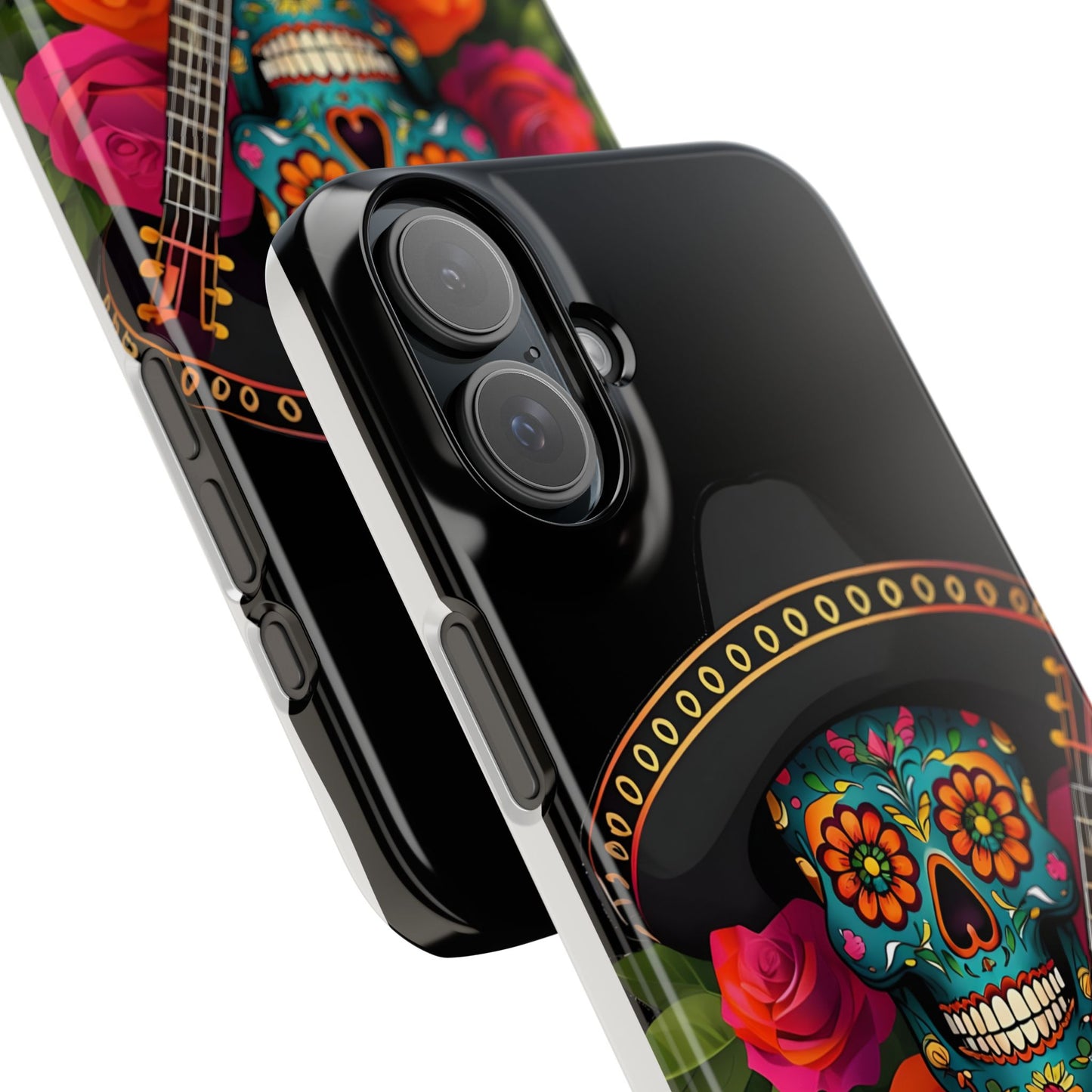 Mariachi Skull Slim Phone Case, Colorful Folk Aesthetic, Halloween Floral Skull Design, Gift for Mexican Culture Lovers