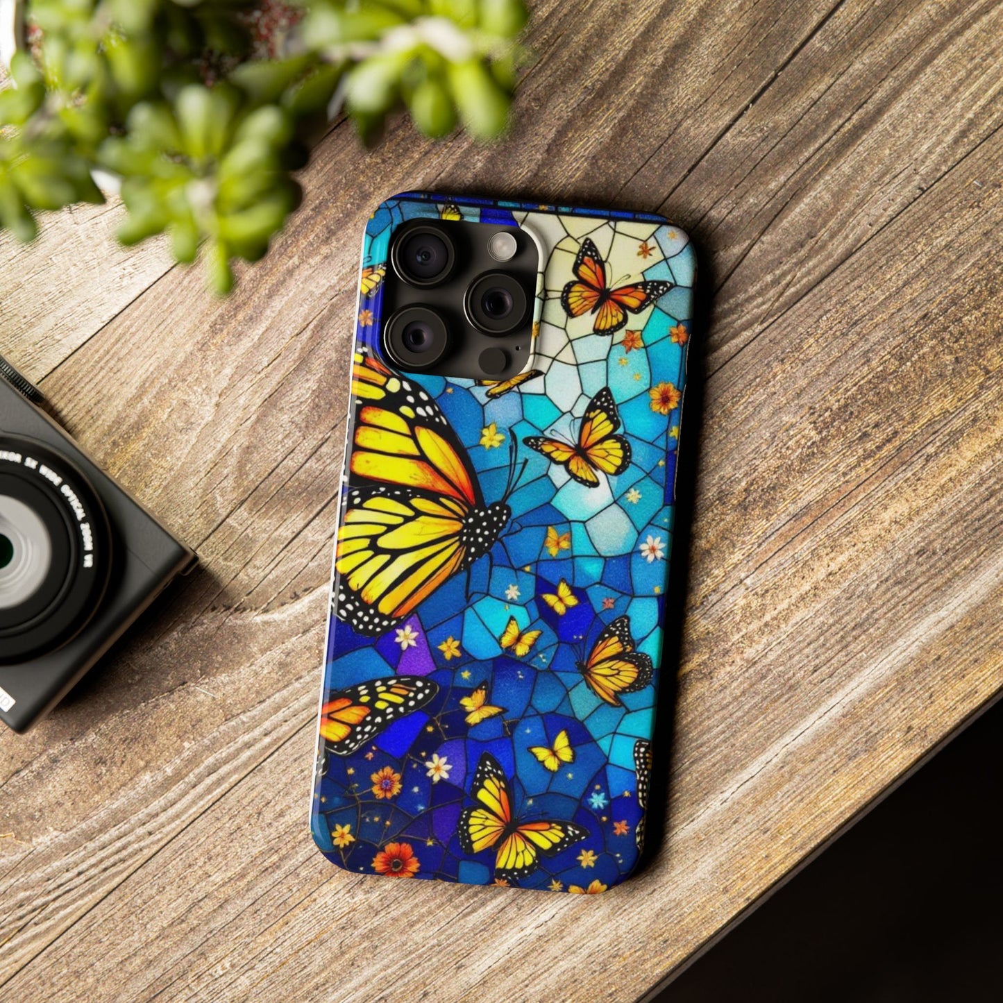 Butterfly Garden Slim Phone Case - Colorful Floral Design, Gift for Nature Lovers, Birthday Surprise, Eco-Friendly, Summer Vibes