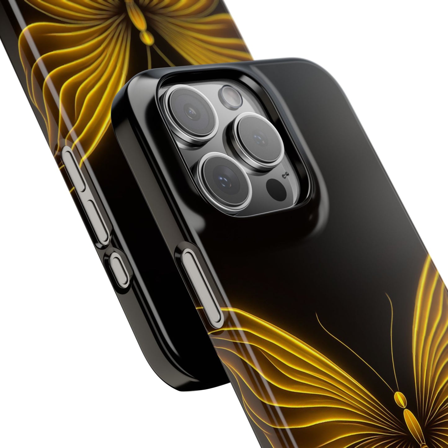 Golden Butterfly Phone Case, Elegant Insect Art, Black Aesthetic Slim Phone Case Compatible with iPhone, Galaxy, Google