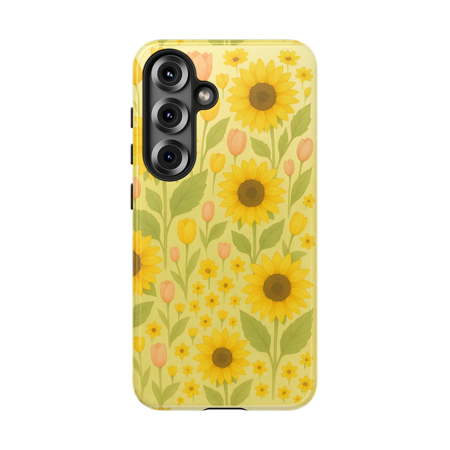 Sunflower Floral Phone Case, Watercolor Botanical Print, Aesthetic Tough Phone Case, Compatible with iPhone, Galaxy, Google
