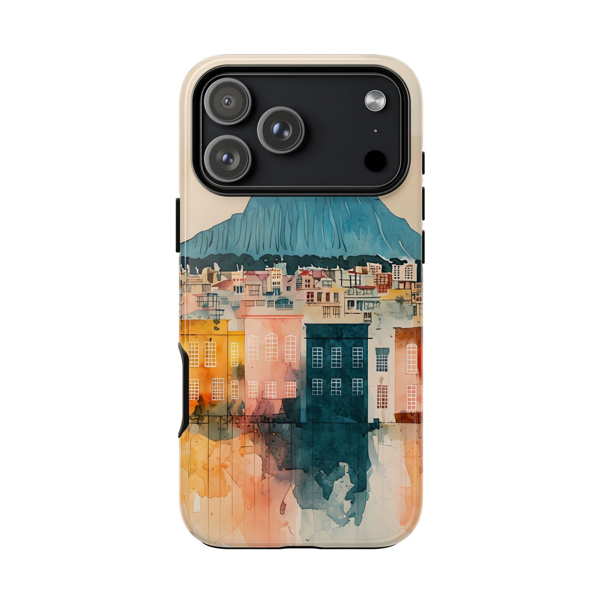 Cityscape Honolulu Tough Phone Case, Diamond Head, Hawaii Skyline Art, compatible with iPhone 17, 16, 15, 14, 13, Galaxy, Google