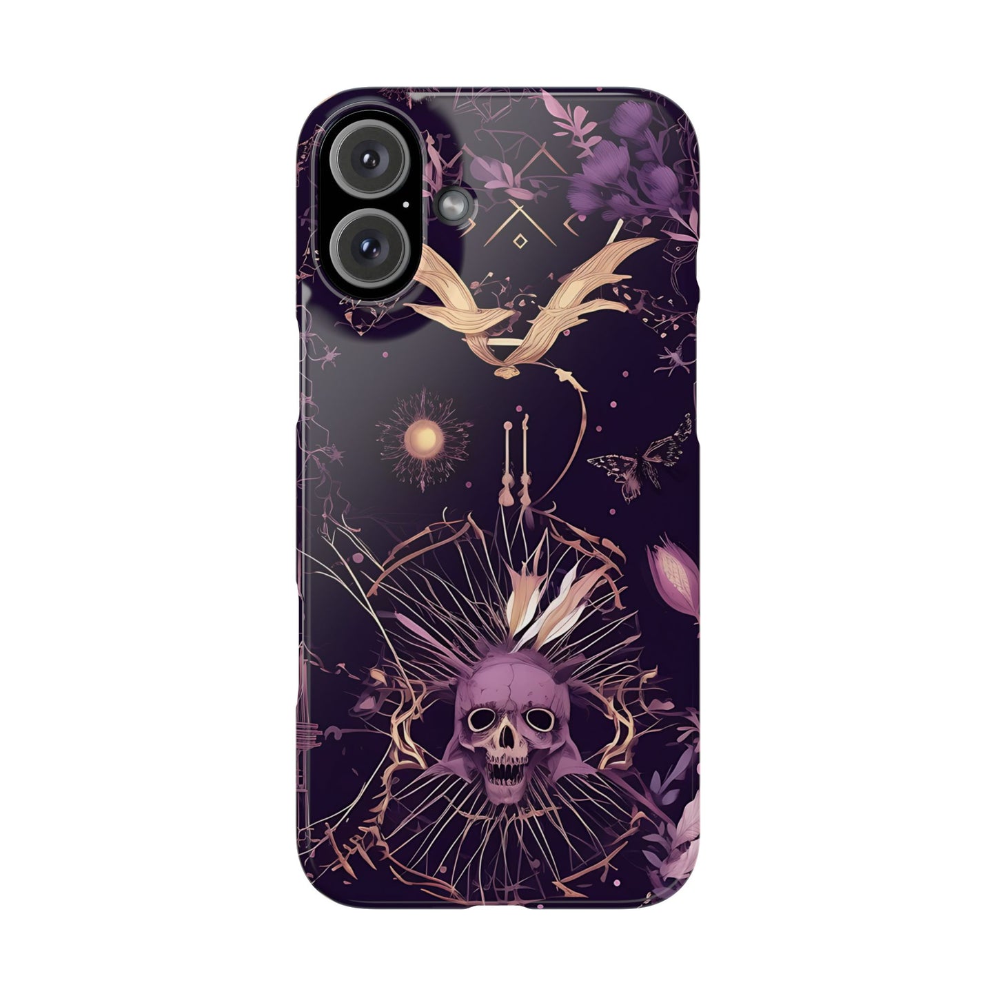 Gothic Floral Slim Phone Cases, Ghostly Style Mobile Cover, Dark Aesthetic Gift, Unique Protective Case, Perfect for Halloween