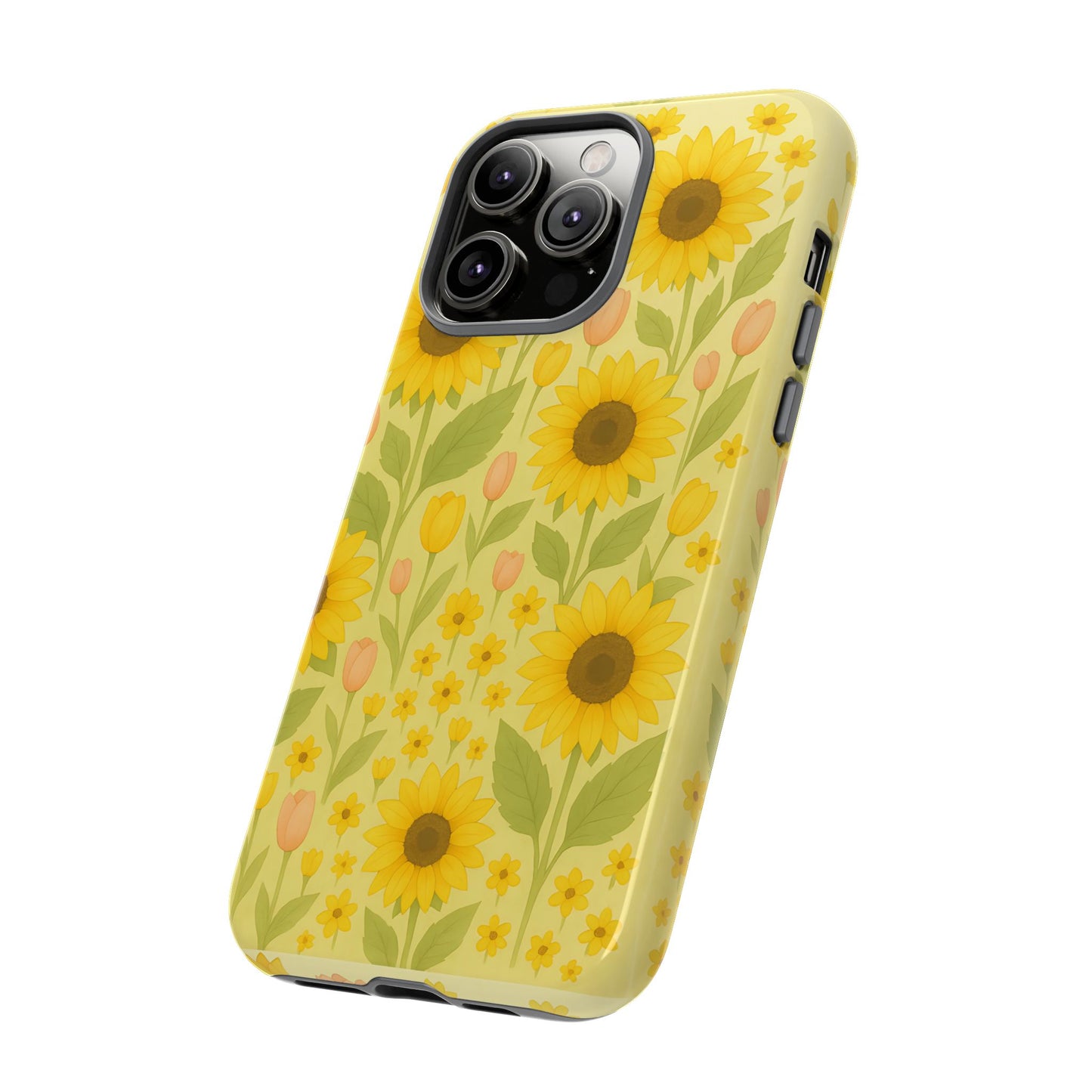 Sunflower Floral Phone Case, Watercolor Botanical Print, Aesthetic Tough Phone Case, Compatible with iPhone, Galaxy, Google