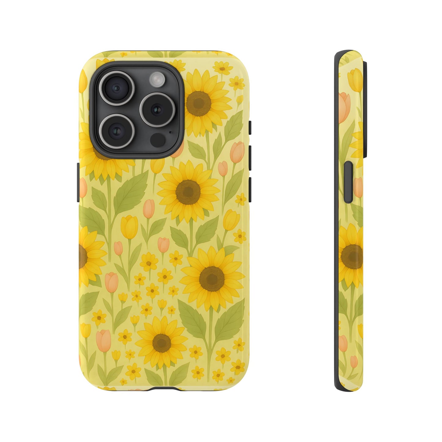 Sunflower Floral Phone Case, Watercolor Botanical Print, Aesthetic Tough Phone Case, Compatible with iPhone, Galaxy, Google
