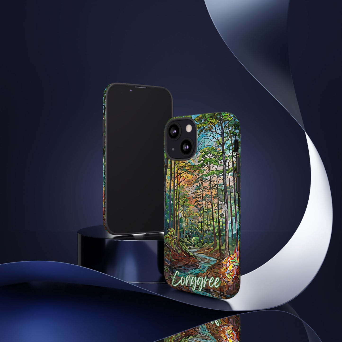 Congaree Mosaic Tough Phone Case - Lush Swamp Forest Art, Southeast Nature Aesthetic, Compatible with iPhone, Galaxy, and Google Phones