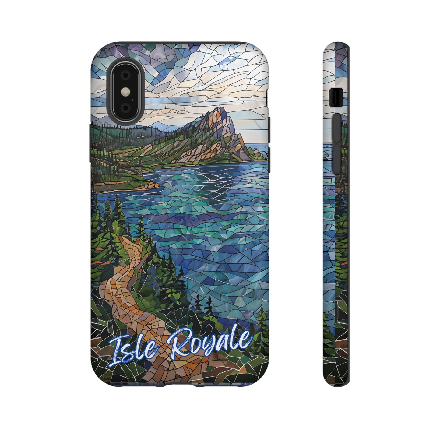 Isle Royale Mosaic Tough Phone Case, Remote Island Wilderness Art, Great Lakes Nature Aesthetic, Compatible with iPhone, Galaxy, and Pixels