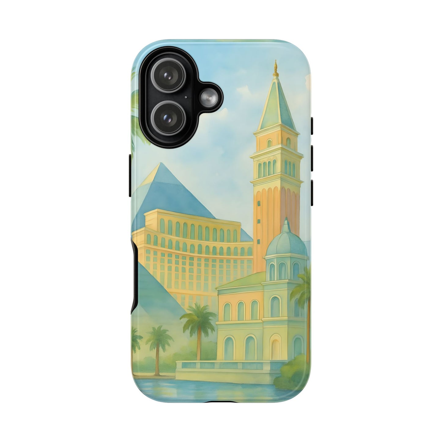 Cityscape Tough Phone Case, Las Vegas Strip Skyline Phone Cover, Pastel Day Design, Compatible with iPhone, Galaxy & Google