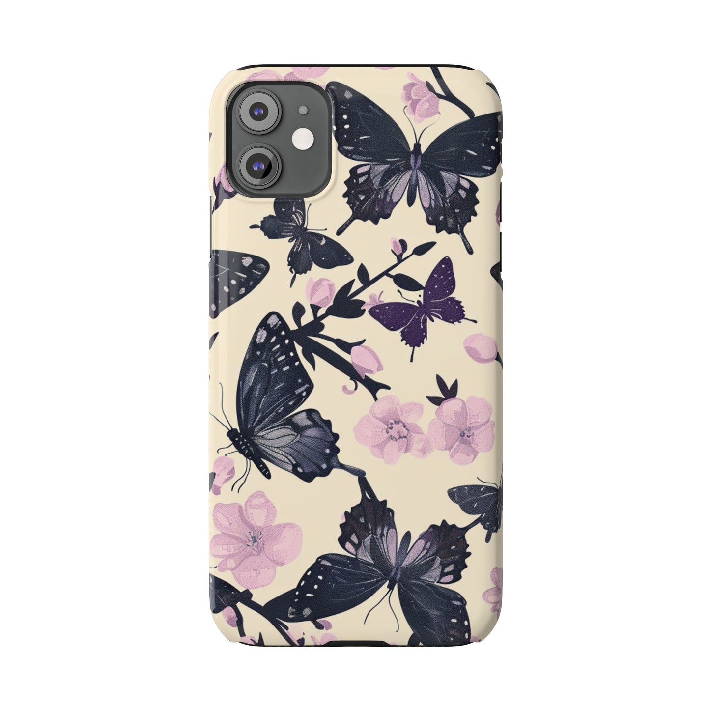 Butterfly Floral Slim Phone Cases, Elegant Butterfly Design, Nature Lover Gift, Phone Accessory, Stylish Cases for Women