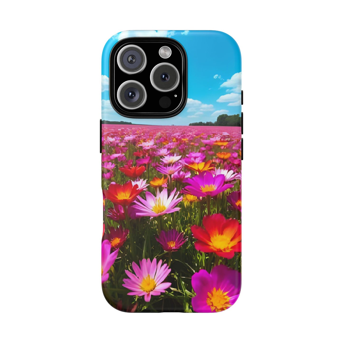 Flower Field Tough Phone Case - Wildflower Meadow Print, Colorful Nature Aesthetic, Compatible with iPhone, Galaxy, and Google Phones