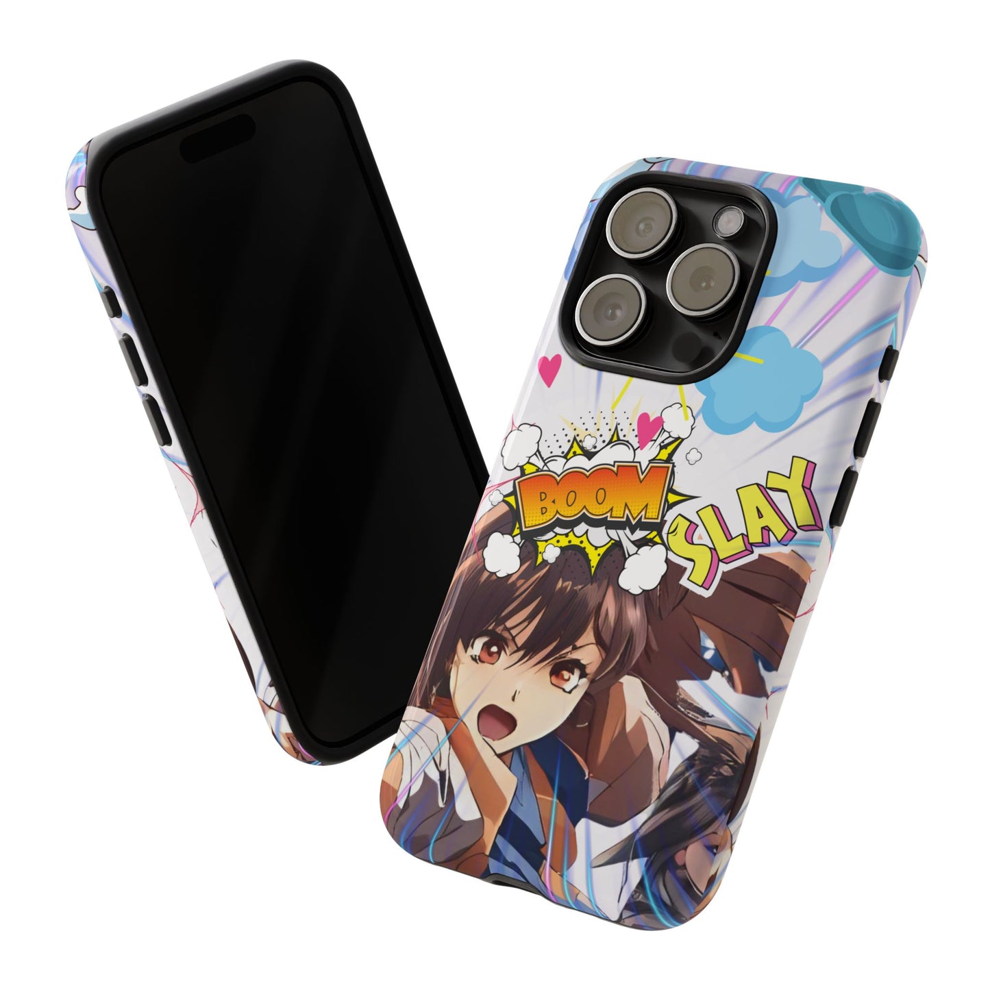 Anime Warrior Girl Tough Phone Case, Japanese Action Anime Aesthetic, Bold Heroine Design, Compatible with iPhone, Galaxy, and Google Phones