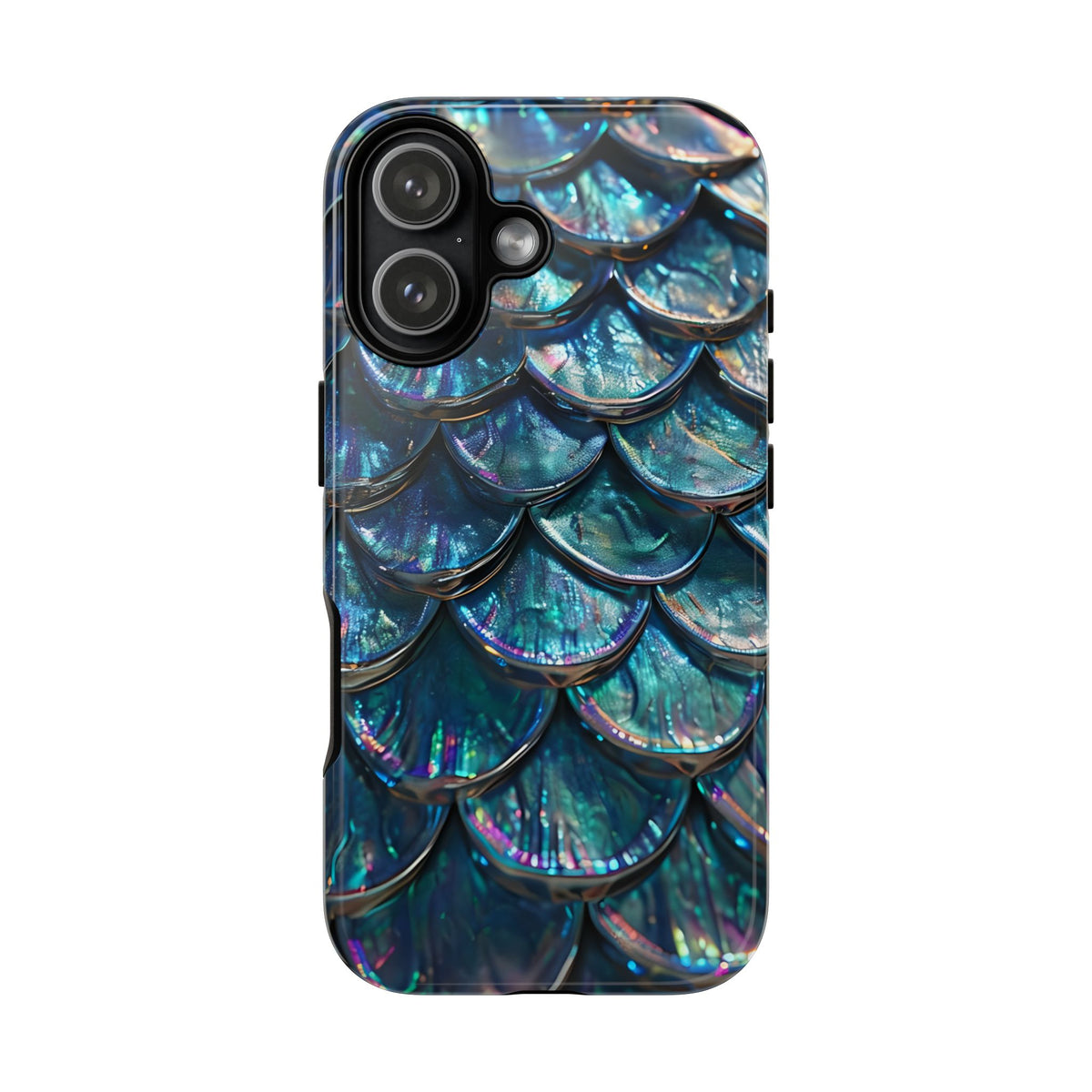 Mermaid Scale Tough Phone Case, Holographic Ocean Aesthetic, Compatible with iPhone 17 16 15 14 13, Galaxy, Google