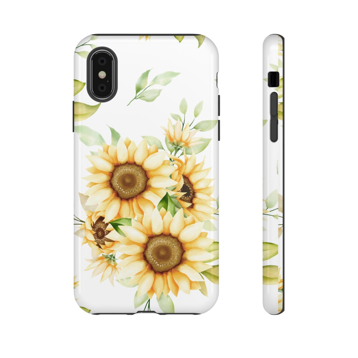 Sunflower Floral Tough Phone Case - Watercolor Botanical Art, Bright Nature Aesthetic, Compatible with iPhone, Galaxy, and Google Phones