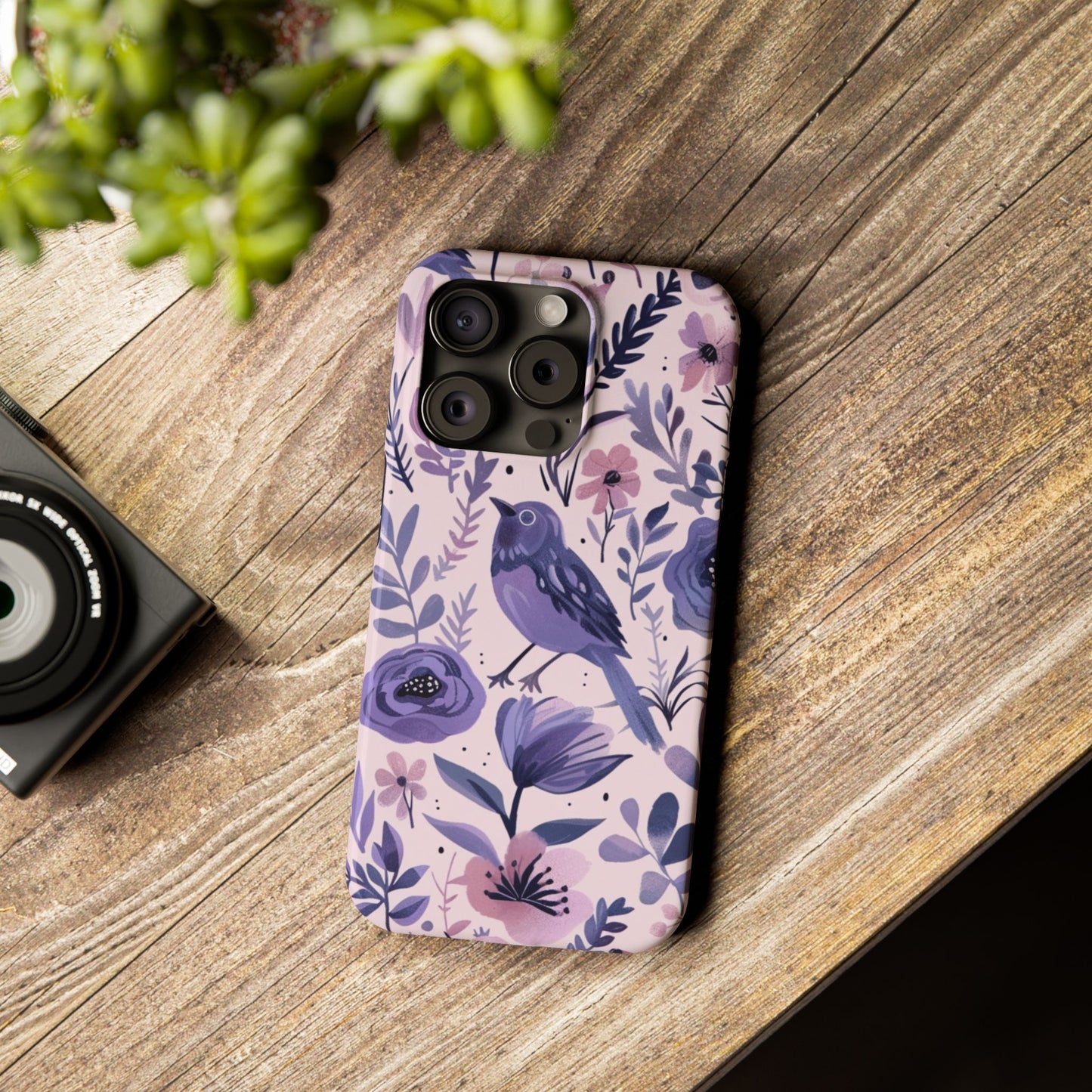 Floral Bird Slim Phone Case, Elegant Phone Cover, Cute Gift for Bird Lovers, Spring Vibes, Nature-Inspired