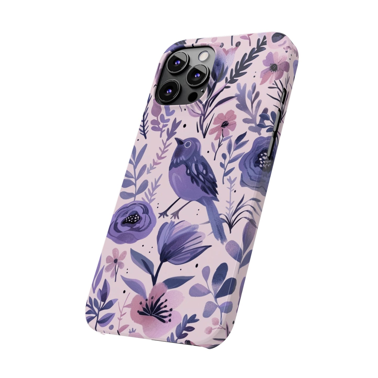 Floral Bird Slim Phone Case, Elegant Phone Cover, Cute Gift for Bird Lovers, Spring Vibes, Nature-Inspired