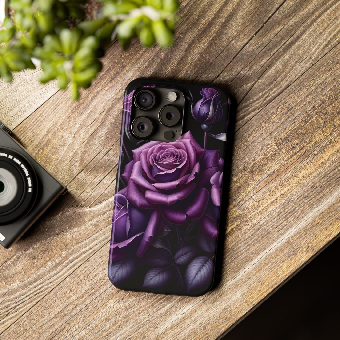 Purple Rose Slim Phone Cases, Floral Phone Cover, Elegant Smartphone Case, Gift for Her, Mother's Day Accessories